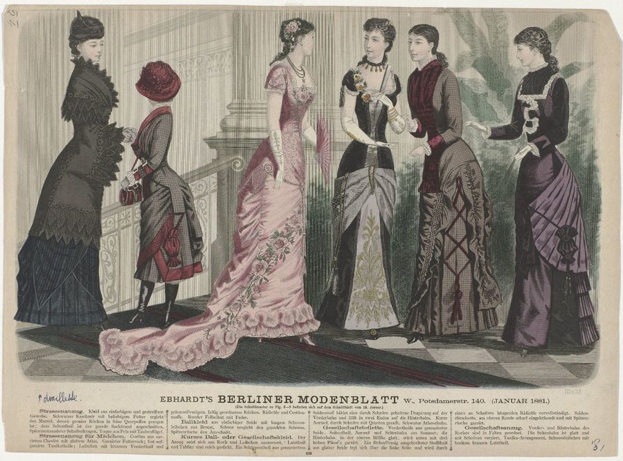 Berliner-Modenblatt, Januar 1881, No. 633 : Strassenanzug. Kleid aus einfarbigem (...)