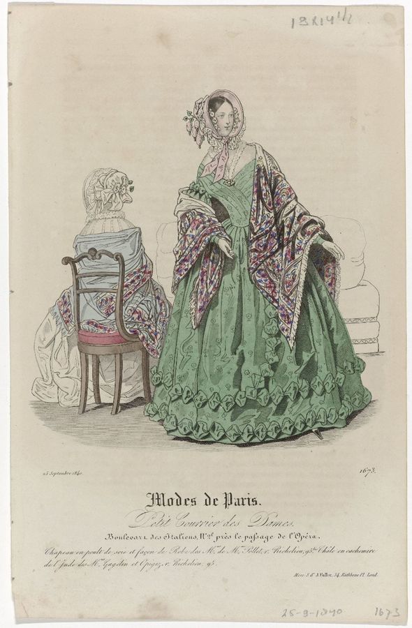 Petit Courrier des Dames, 25 septembre 1840, No. 1673 : Chapeau en poult de soi (...)