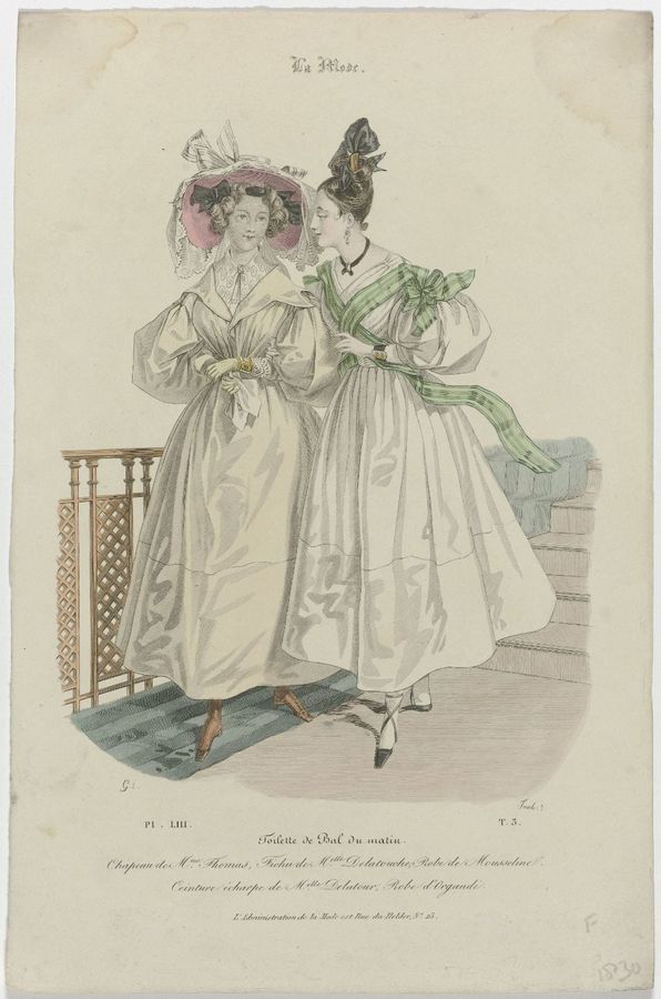 La Mode, 1830, Pl. 53, T.3: Toilette de Bal du matin (...)