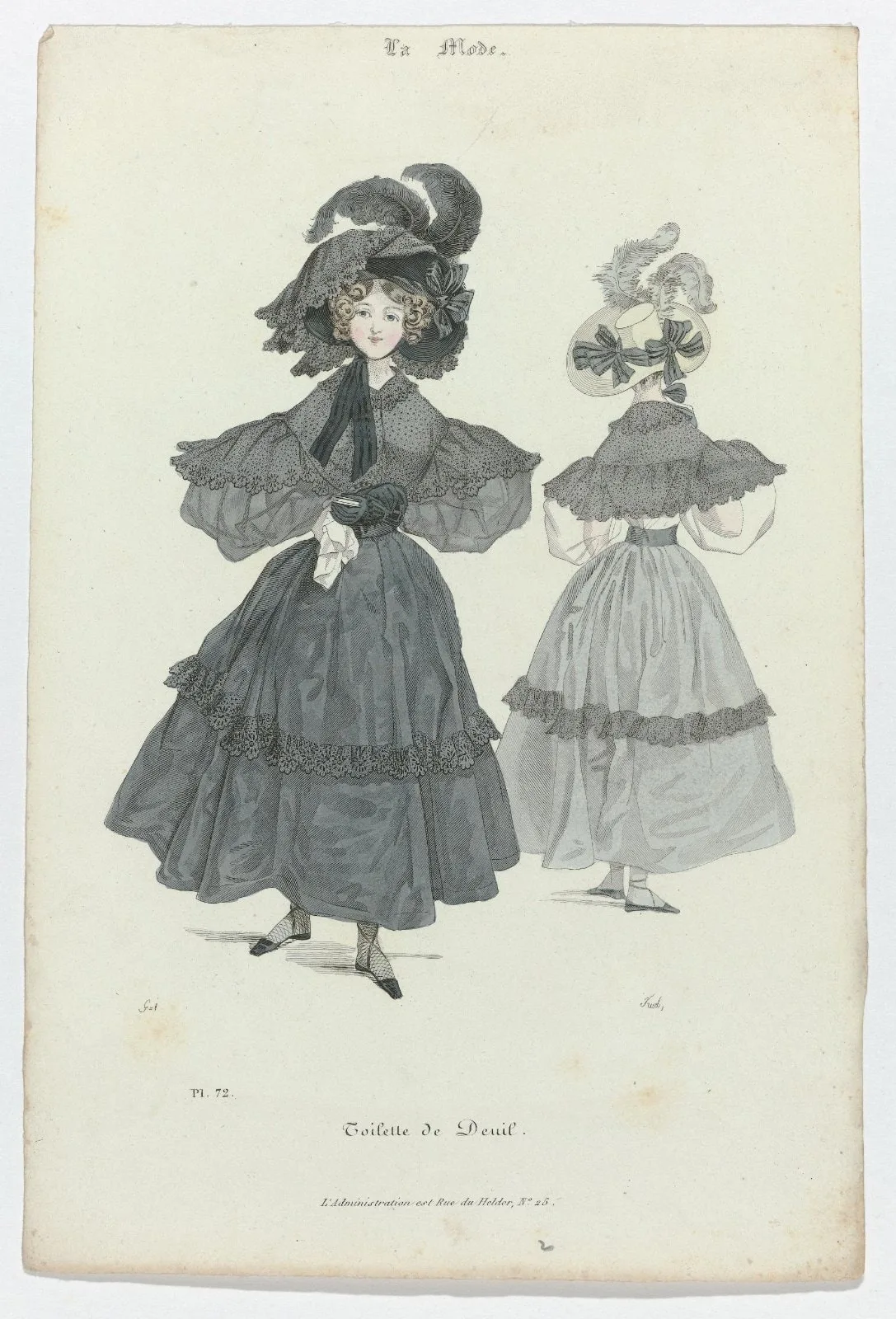 La Mode, 1830, Pl. 72 : Toilette de Deuil