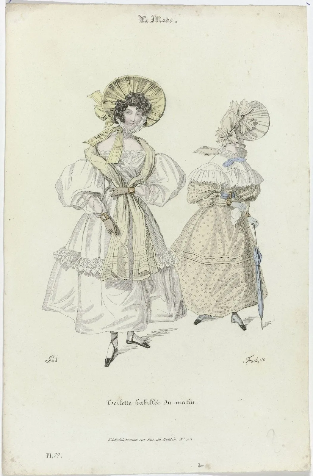 La Mode, 1830, Pl. 77 : Toilette habillée du matin