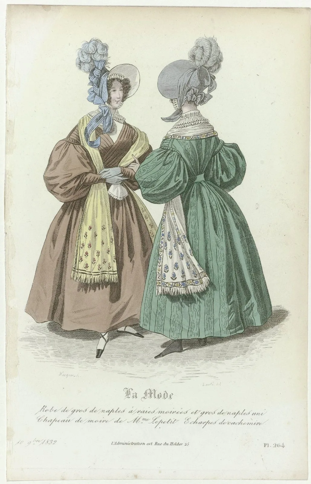 La Mode, 10 novembre 1832, Pl. 264 : Robe de gros de naples (...)