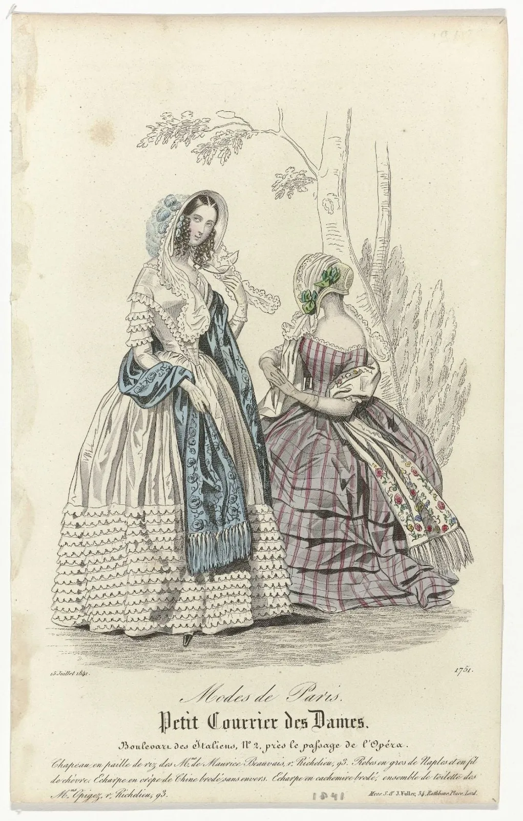 Petit Courrier des Dames, 15 juillet 1841, No. 1751 : Chapeau en paille de riz (...)