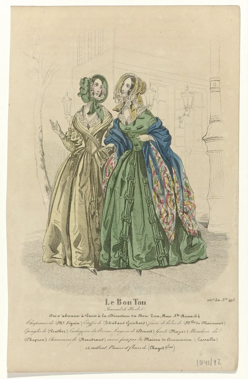 Le Bon Ton, Journal de Mode, 1841-1842, 267e Liv., No. 493 : Chapeaux de Etoffes (...)