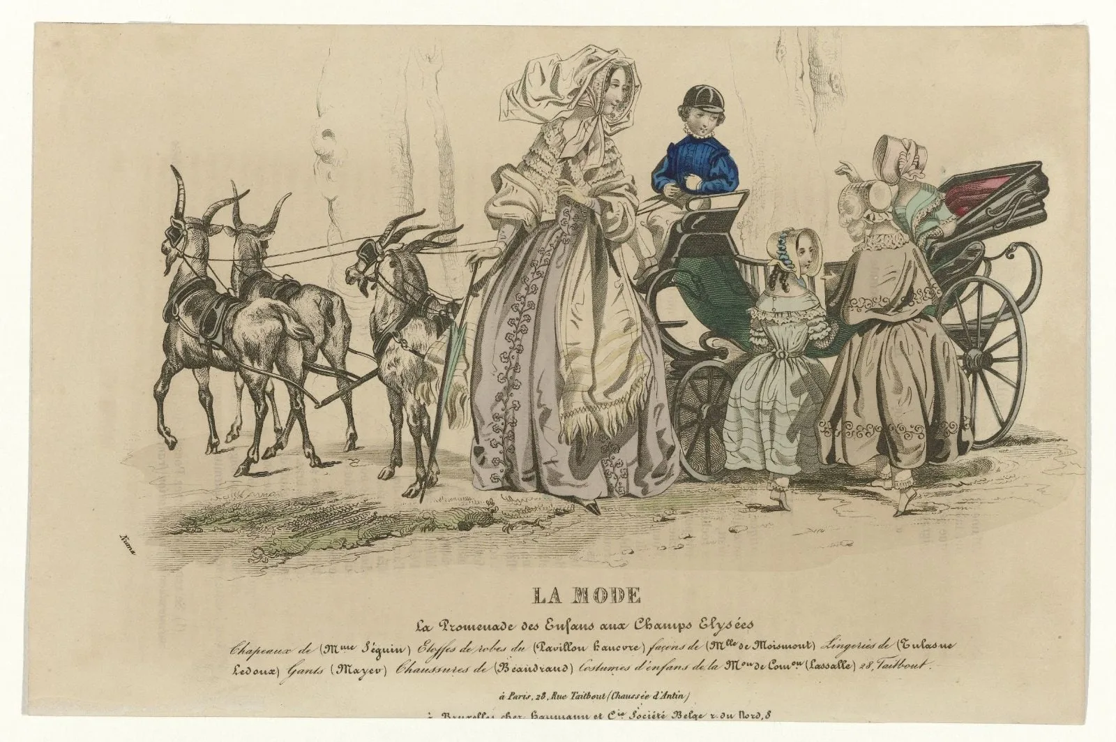 La Mode, 9 avril 1842 : La promenade des Enfans aux Champs Elysées.
