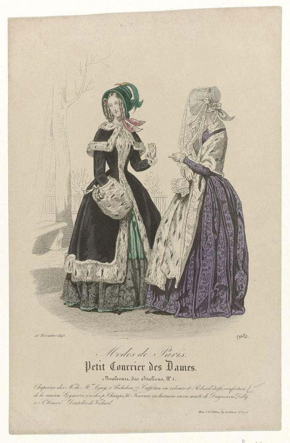 Petit Courrier des Dames, 25 décembre 1843, No. 1982 : Chapeaux des Mns de Mme Lejay (...)