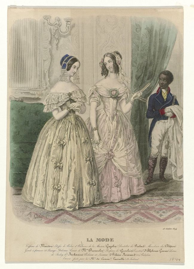 La Mode, 15 octobre 1844 : Coiffures de (Mariton) Etoffes (...)