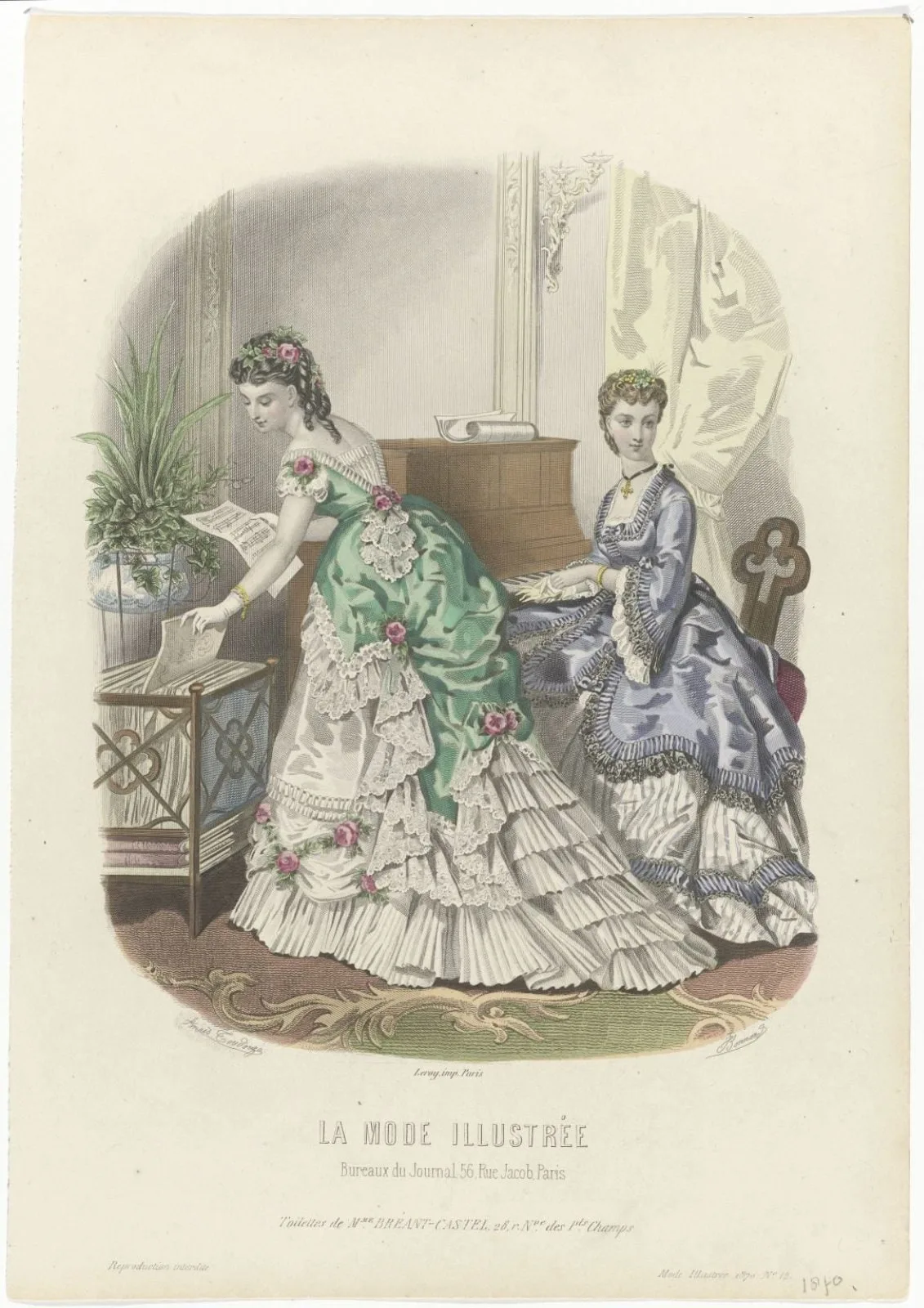 La Mode Illustrée, 1870, No. 14: Toilettes de Mme Breant-Castel (...)