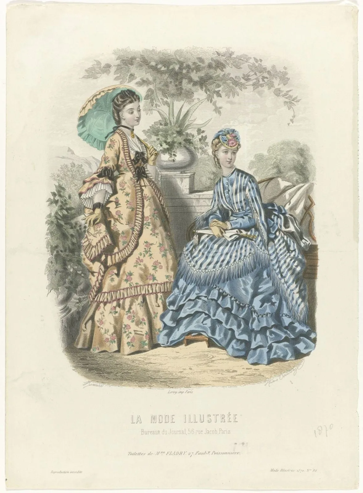 La Mode Illustrée, 1870, No. 36: Toilettes de Mme Fladry (...)
