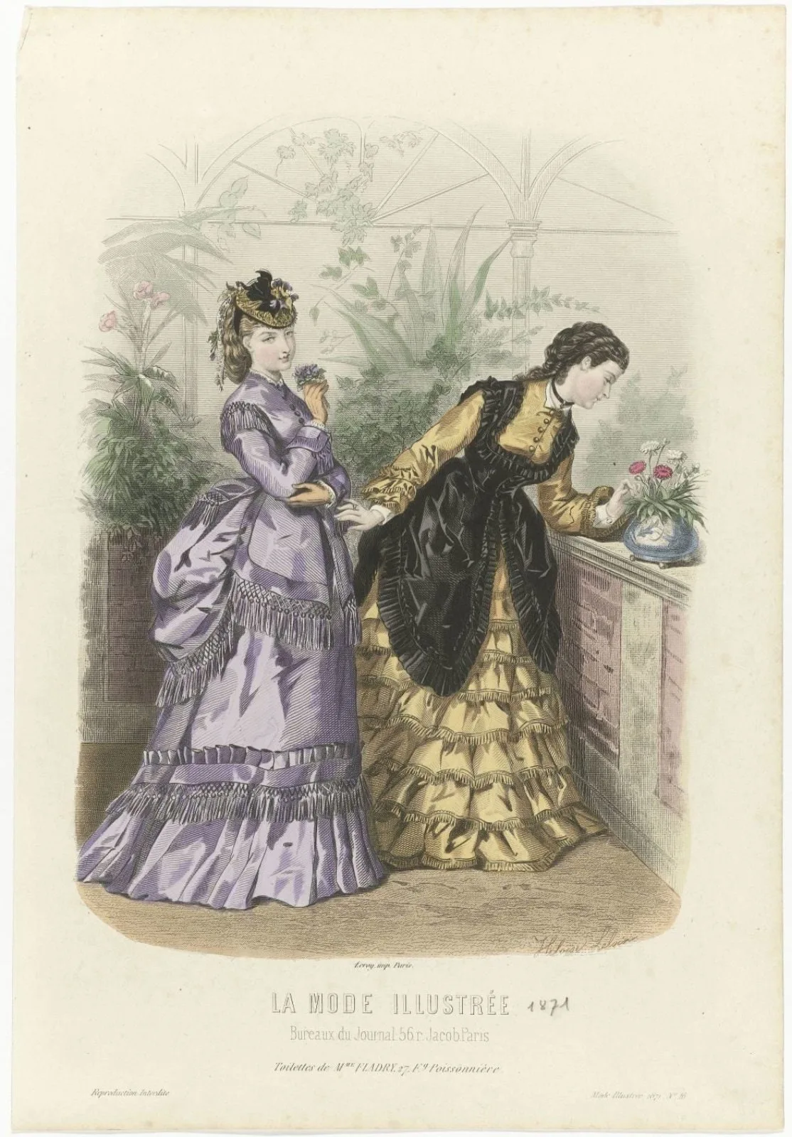 La Mode Illustrée, 1871, No. 16: Toilettes de Mme Fladry (...)