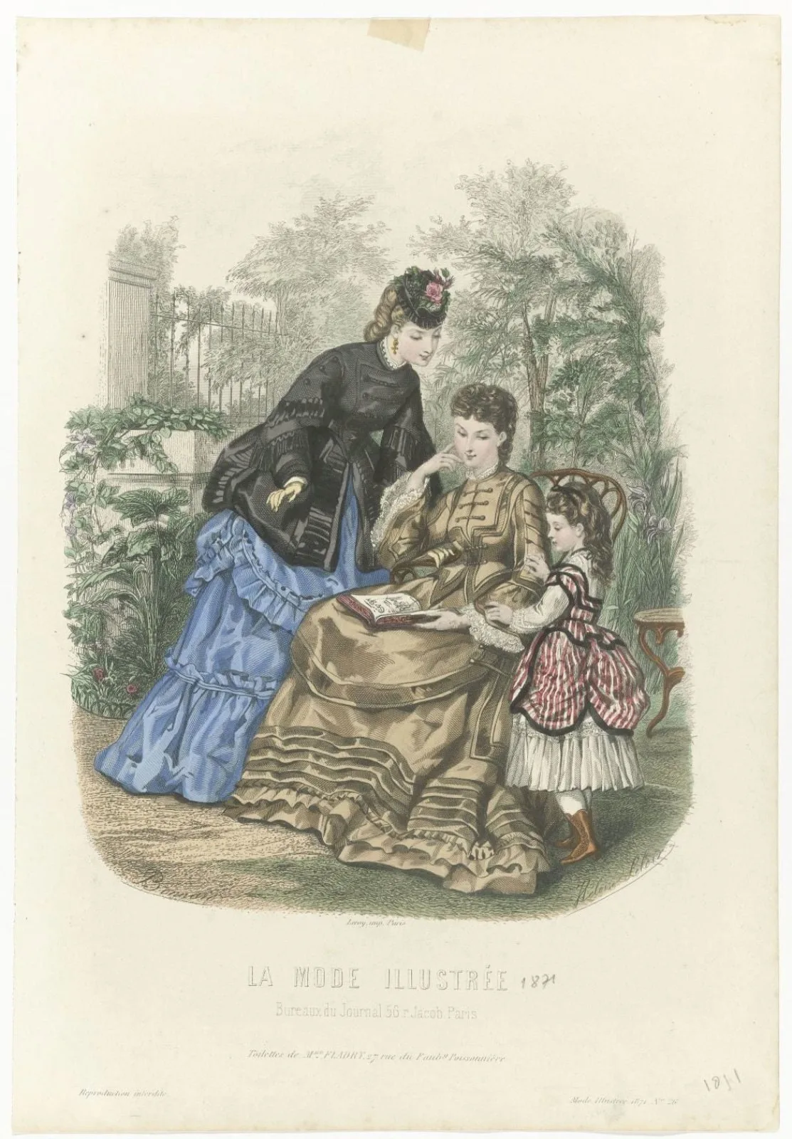 La Mode Illustrée, 1871, No. 26: Toilettes de Mme Fladry (...)
