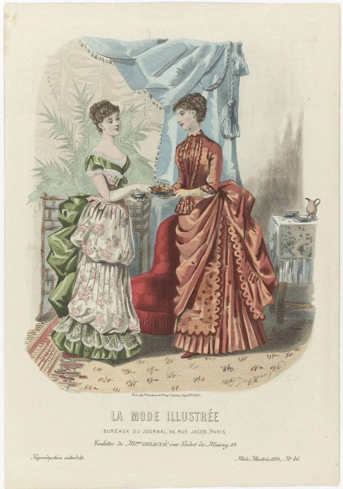 La Mode Illustrée, 1884, No. 46 : Toilettes de Mme Delaunay (...)