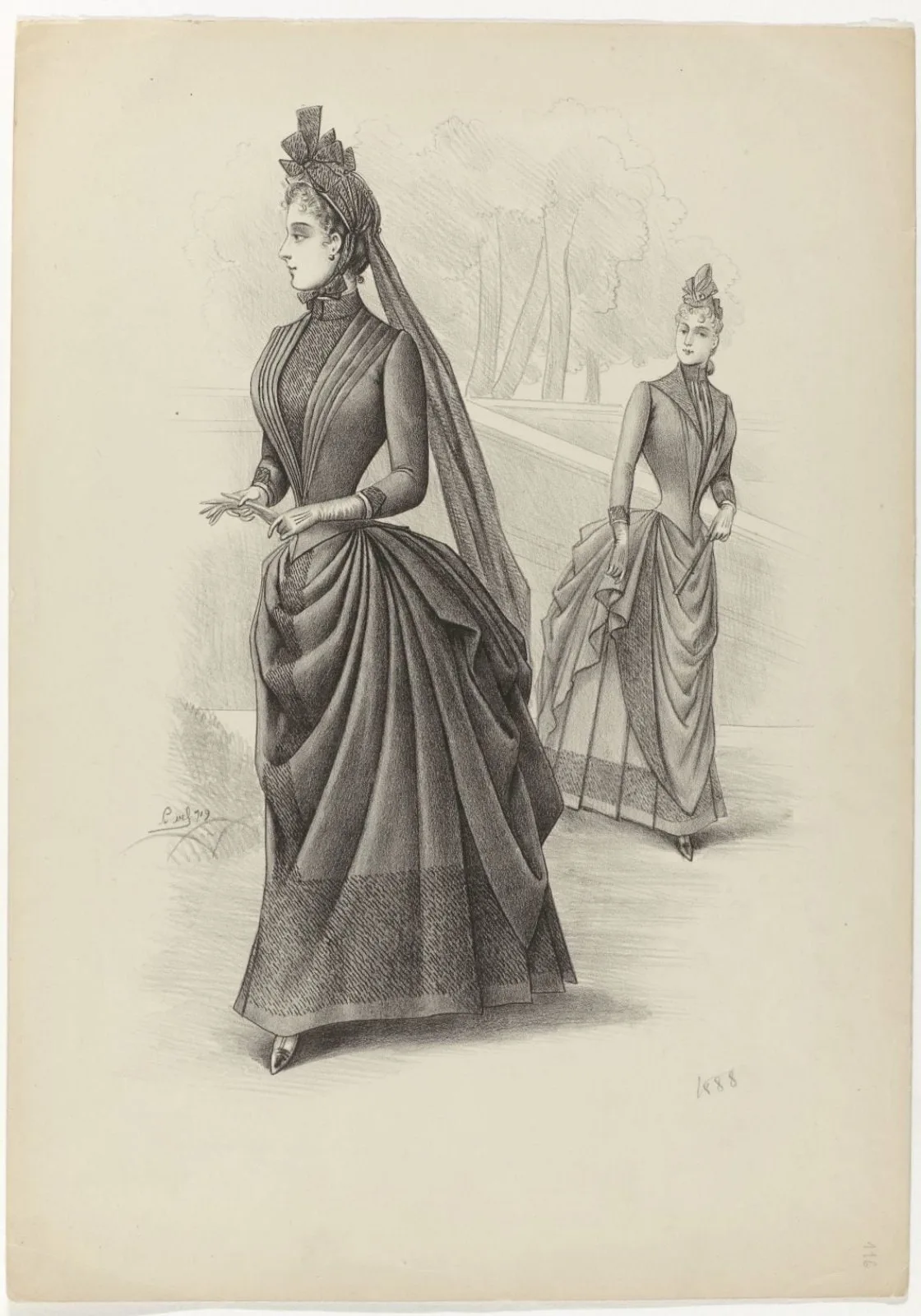 Twee dames wandelend, 1888, No. 719