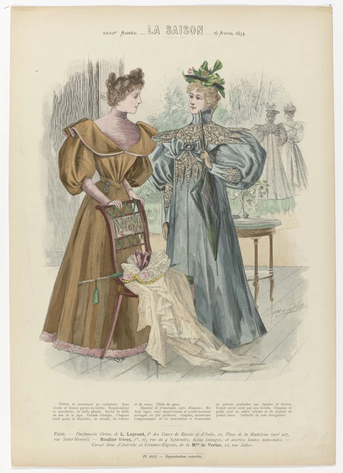 La Saison, 16 Avril 1894, Pl. 1051, 23e année : Toilette de promenad (...)