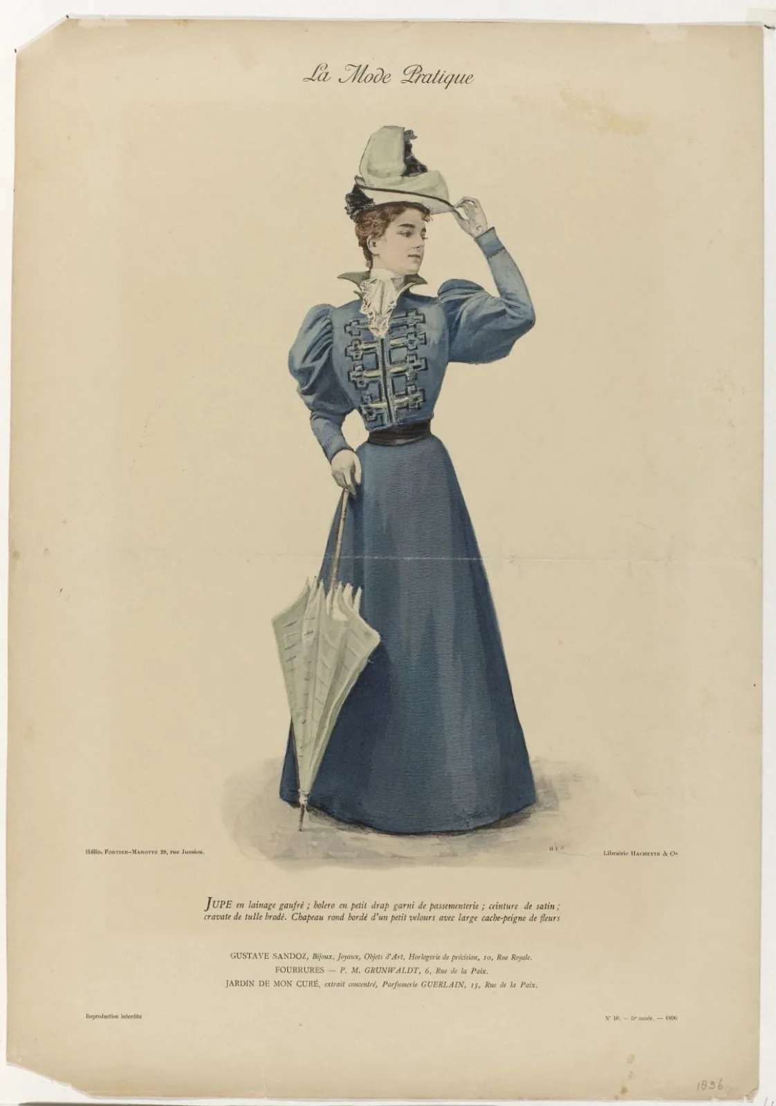 La Mode Pratique, 1896, No. 40, 5e année : Jupe en lainage gaufré (...)