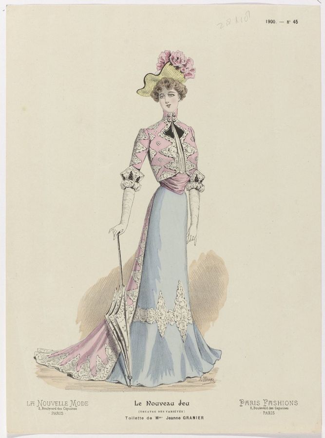 La Nouvelle Mode, Le Nouveau Jeu, Paris Fashions, 1900, No. 45 : Toilette de Mme Jeanne Granier