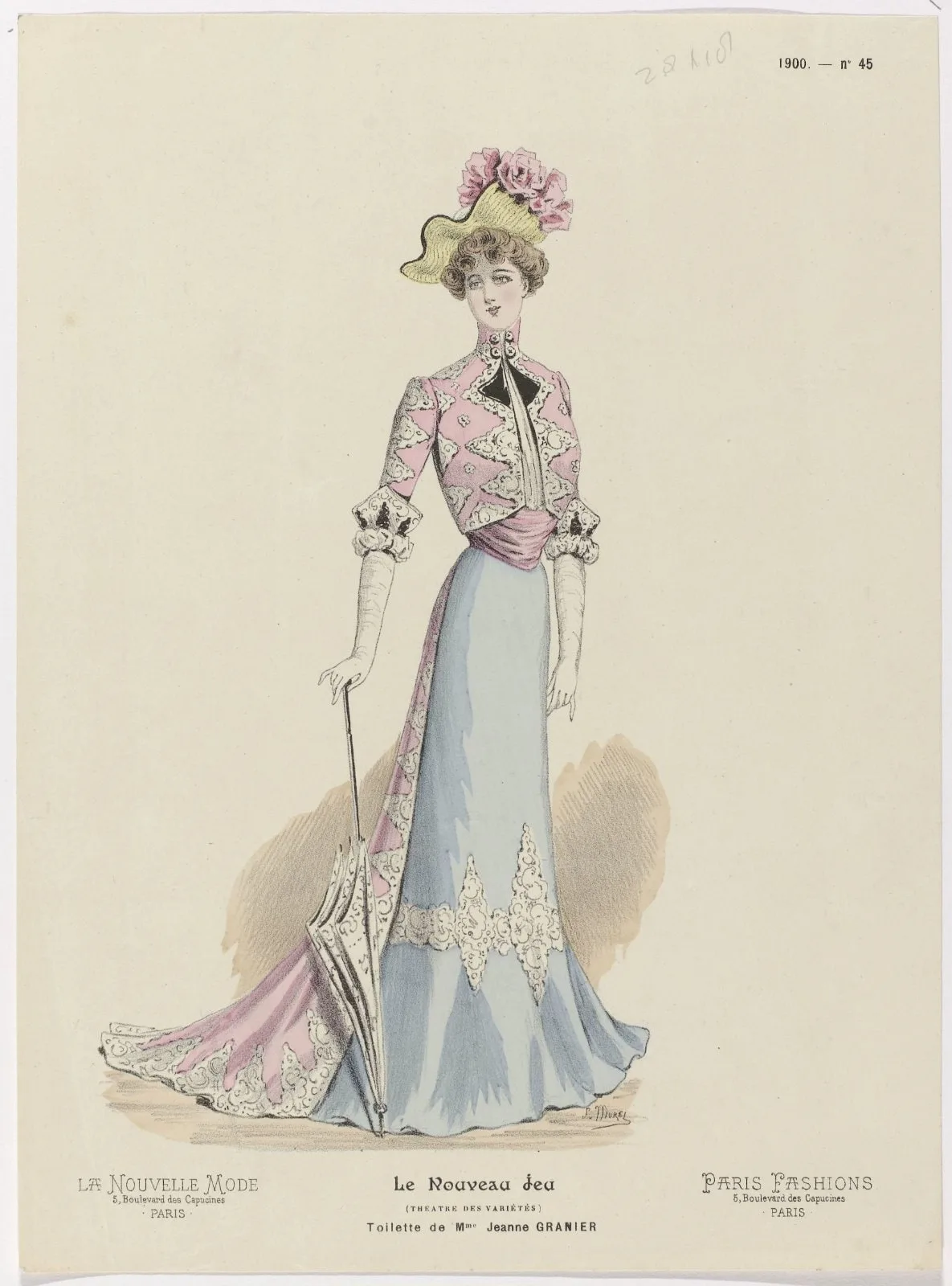 La Nouvelle Mode, Le Nouveau Jeu, Paris Fashions, 1900, No. 45 : Toilette de Mme Jeanne Granier