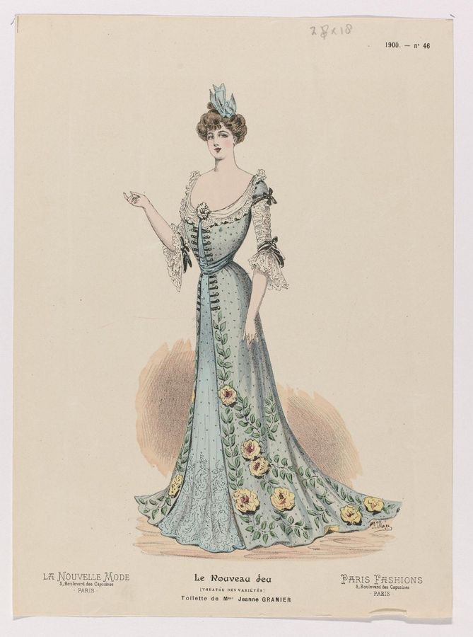La Nouvelle Mode, Le Nouveau jeu, Paris Fashions, 1900, No. 46 : Toilette de Mme Jeanne Granier
