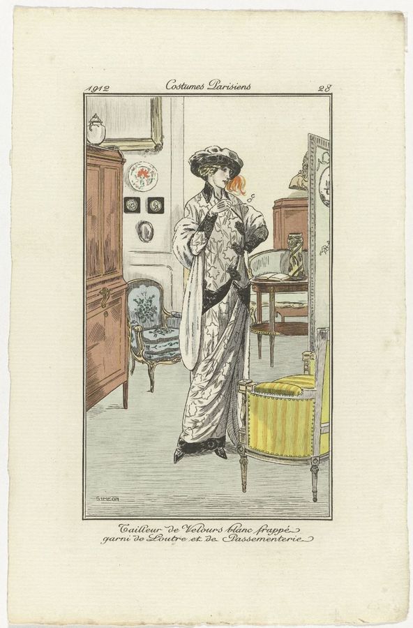 Journal des Dames et des Modes, Costumes Parisiens, 1912, No. 28 : Tailleur de Velours (...)