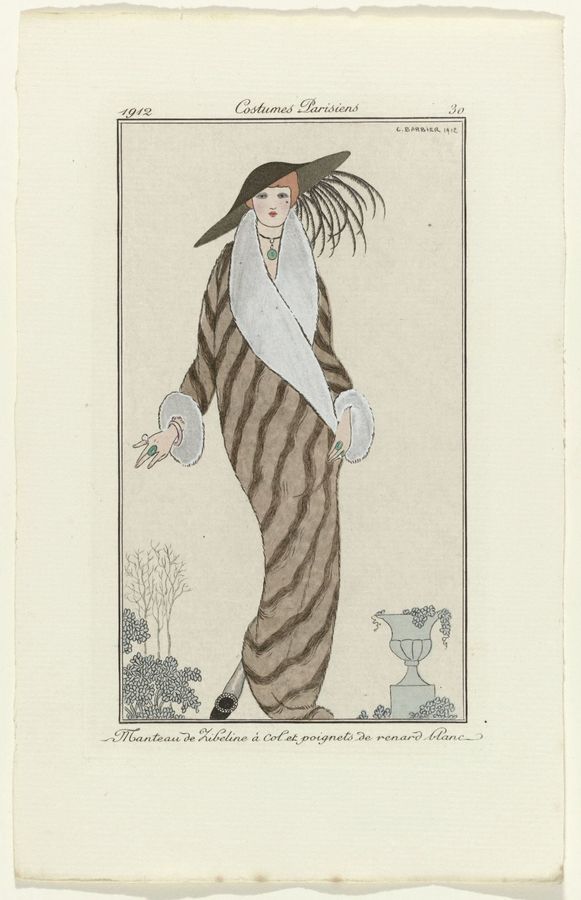 Journal des Dames et des Modes, 1912, Costumes Parisiens, no. 30: Manteau de Zibelin (...)
