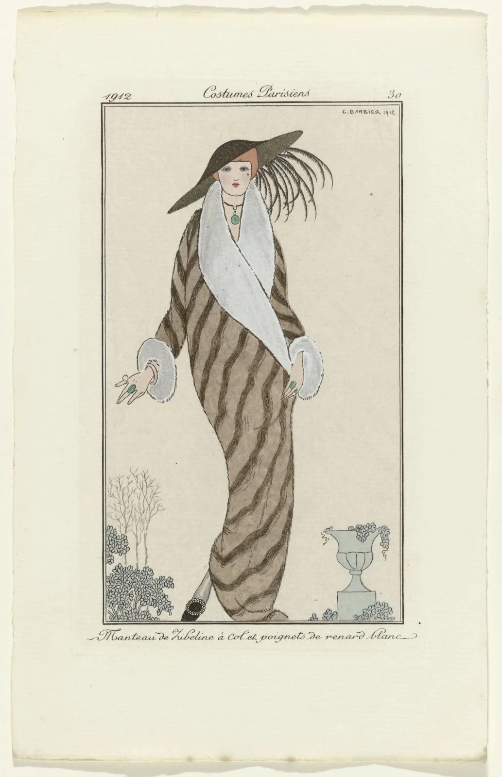 Journal des Dames et des Modes, 1912, Costumes Parisiens, no. 30: Manteau de Zibelin (...)