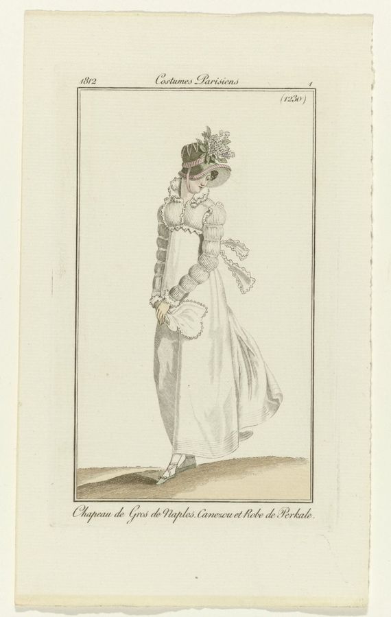 Journal des Dames et des Modes, Costumes Parisiens, kopie naar 25 mai 1812, (1230), No. 1: Chapeau de Gros de Naples (...)
