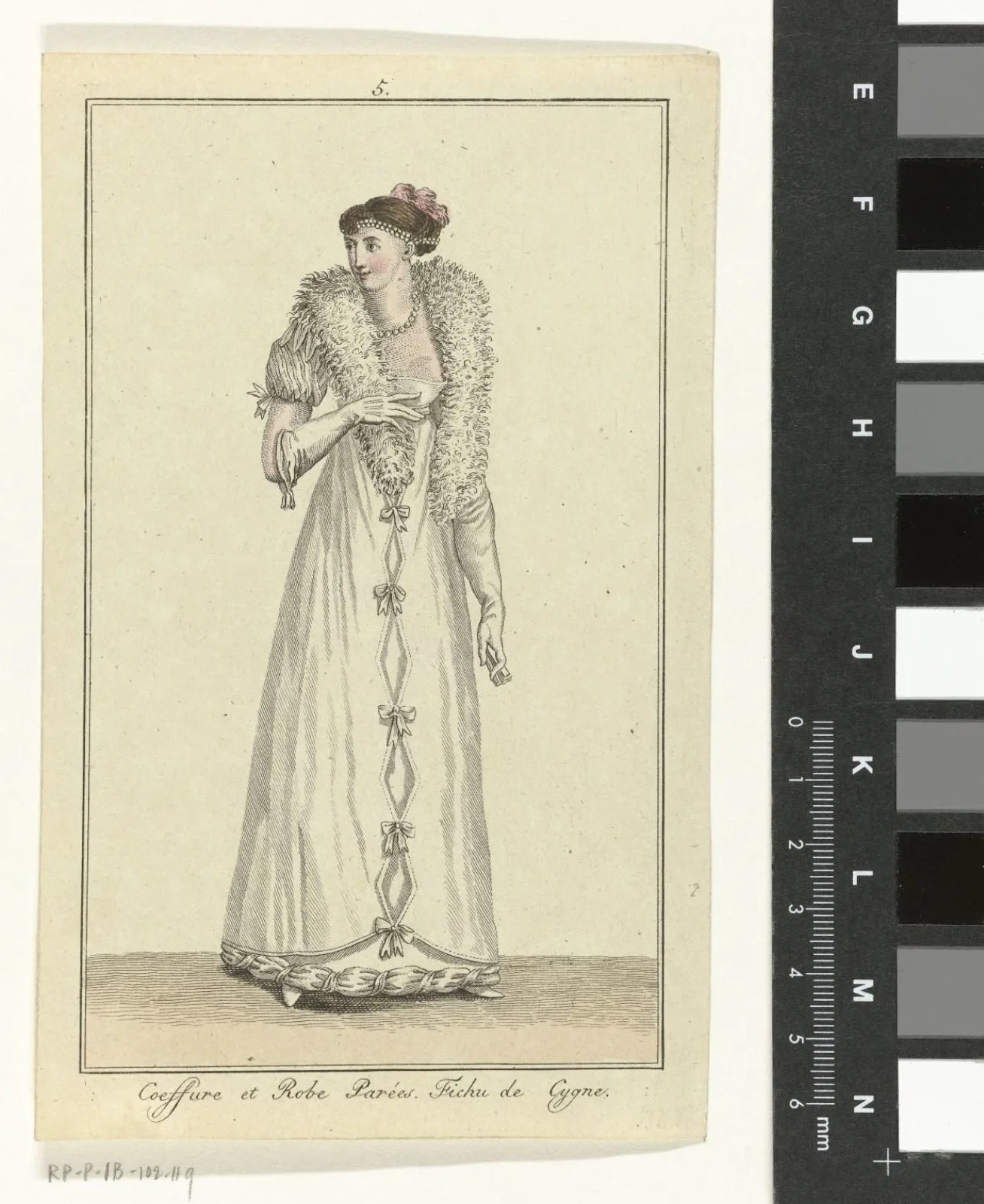 Elegantia, of tijdschrift van mode, luxe en smaak voor dames, Februari 1807, No. 5 : Coeffure et Robe Parées...