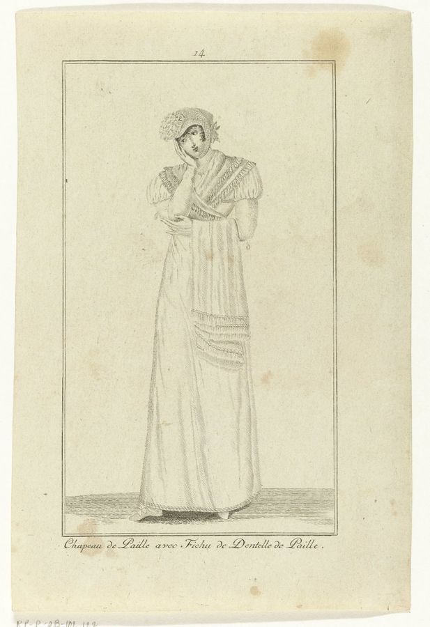 Elegantia, of tijdschrift van mode, luxe en smaak voor dames, Juni 1807, No. 14 : Chapeau de Paille...