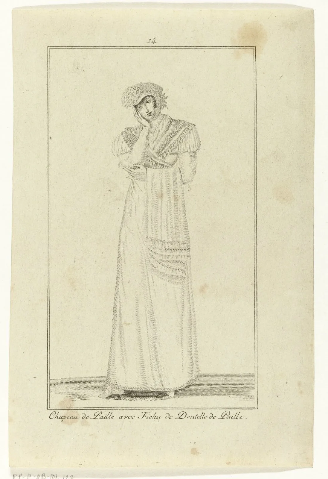 Elegantia, of tijdschrift van mode, luxe en smaak voor dames, Juni 1807, No. 14 : Chapeau de Paille...