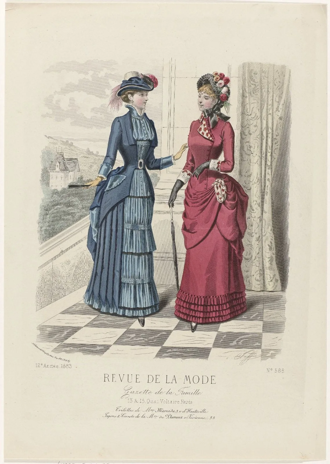 Revue de la Mode, Gazette de la Famille, dimanche 8 avril 1883, 12e annee, No. 588: Toilettes de Mme Marcad (...)