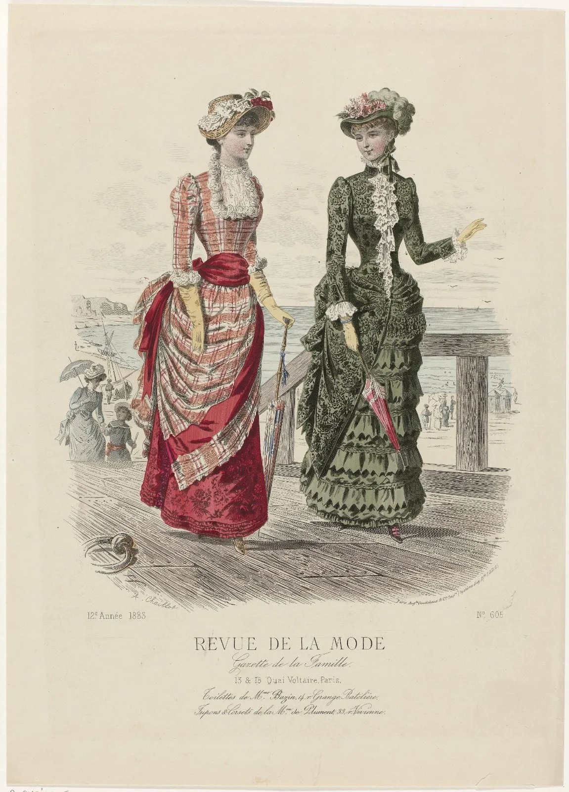 Revue de la Mode, Gazette de la Famille, dimanche 5 août 1883, 12e annee, No. 605: Toilettes de M.me Bazin (...)