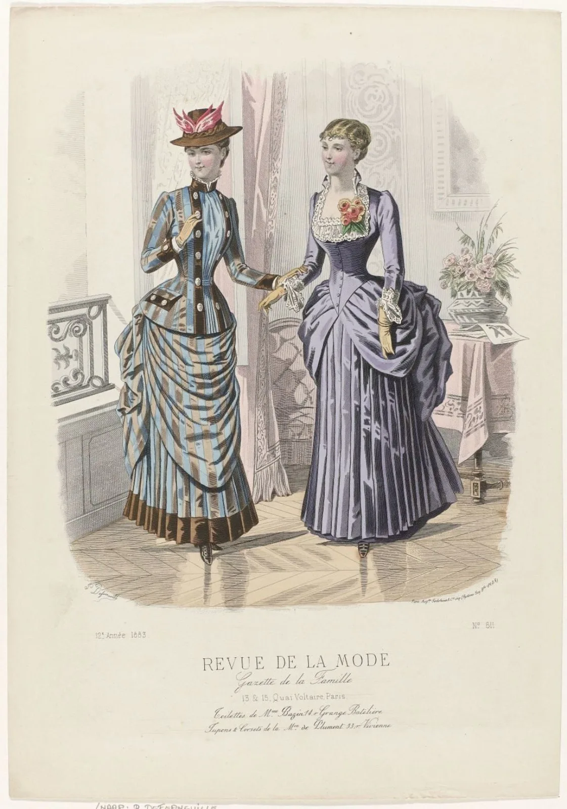 Revue de la Mode, Gazette de la Famille, dimanche 16 septembre 1883, 12e annee, No. 611: Toilettes de M.me Bazin (...)