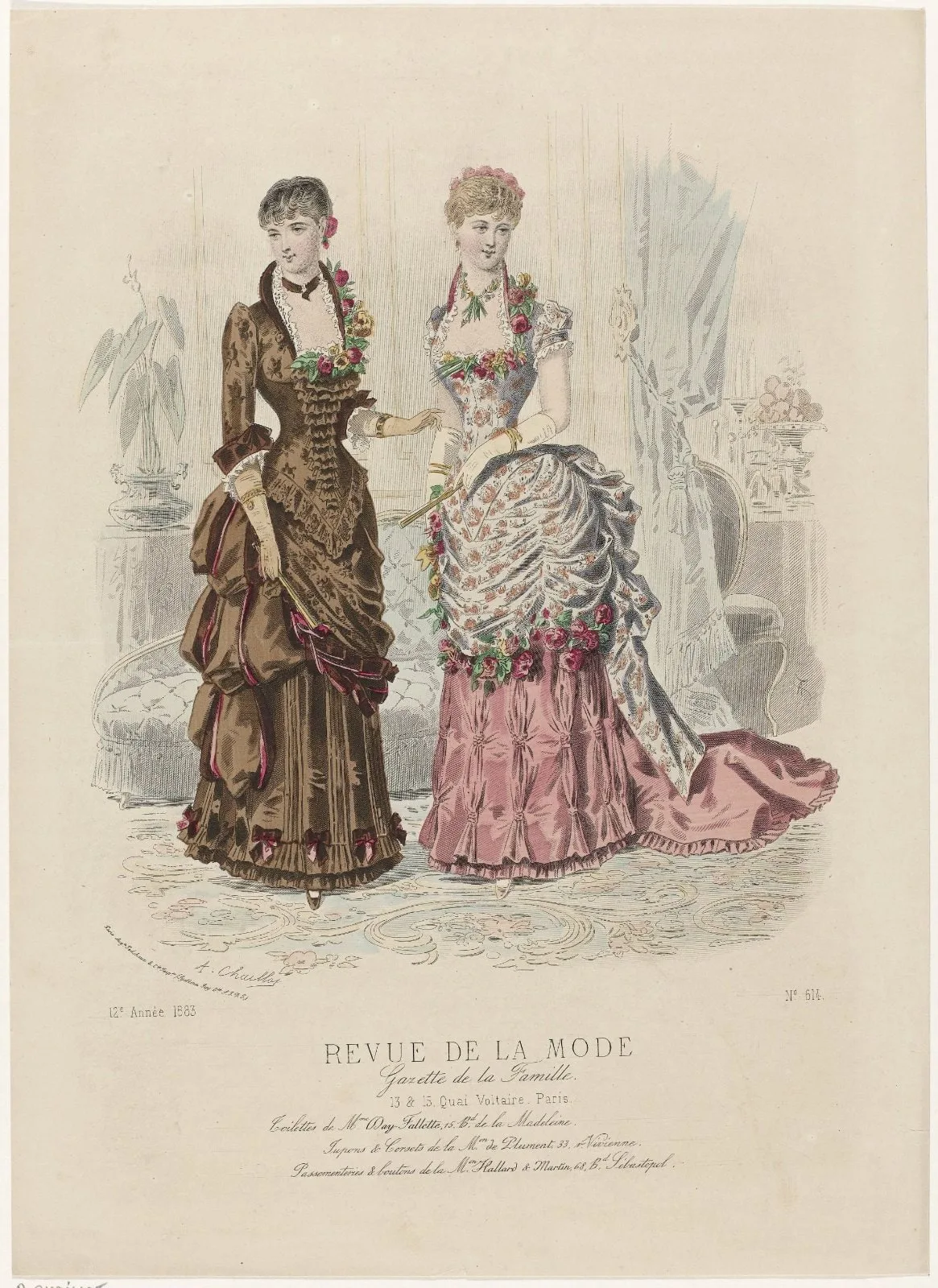 Revue de la Mode, Gazette de la Famille, dimanche 7 octobre 1883, 12e annee, No. 614: Toilettes de Mme Day-Fallett (...)