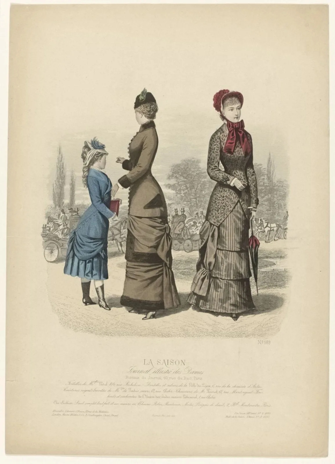 La Saison, Journal illustré des Dames, 1880, 13e année, No. 5, No. 589: Toilettes de Melles Vidal (...)