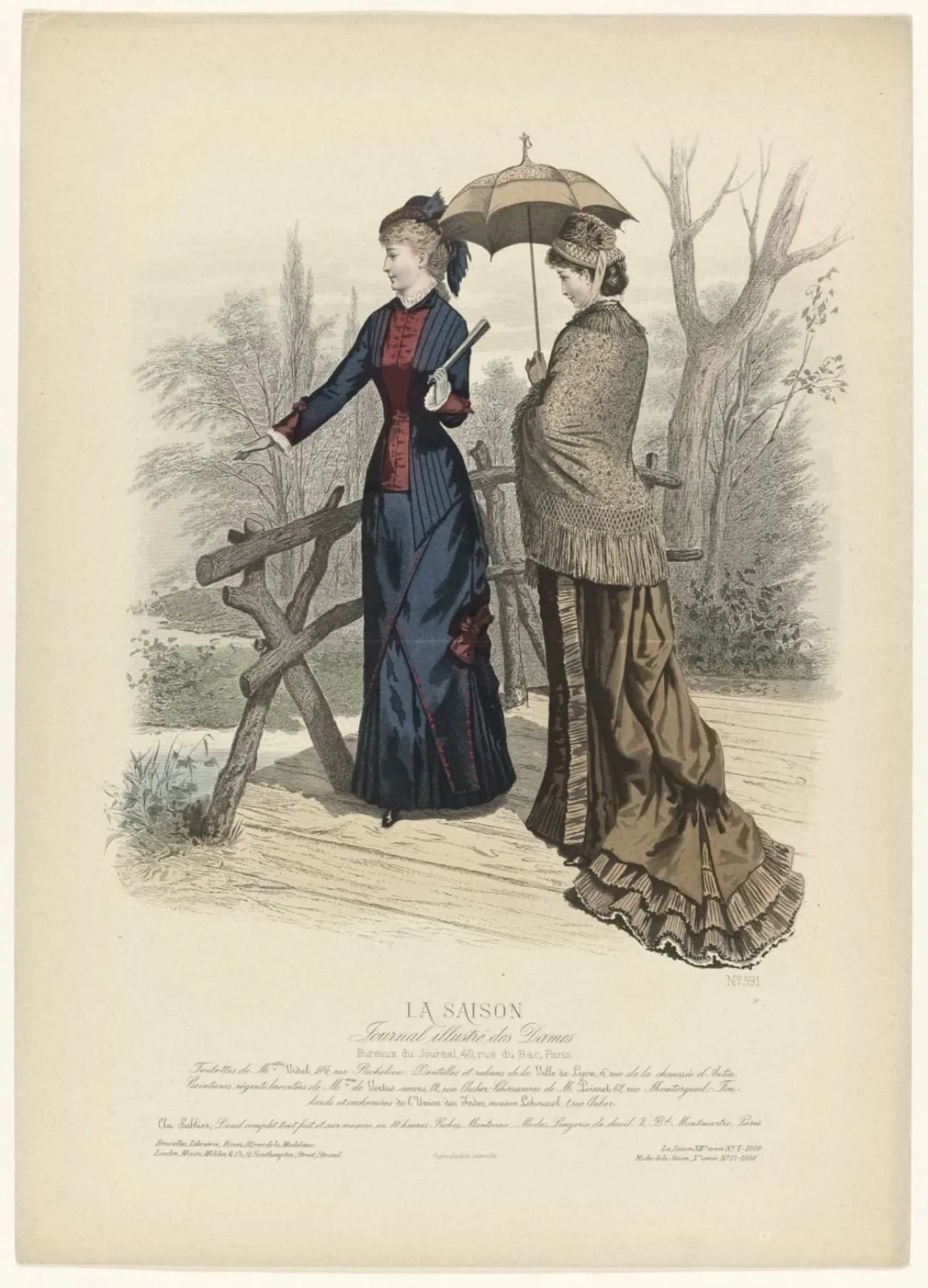 La Saison, Journal illustré des Dames, 1880, 13e année, No. 7, No. 591: Toilettes de Melles Vidal (...)