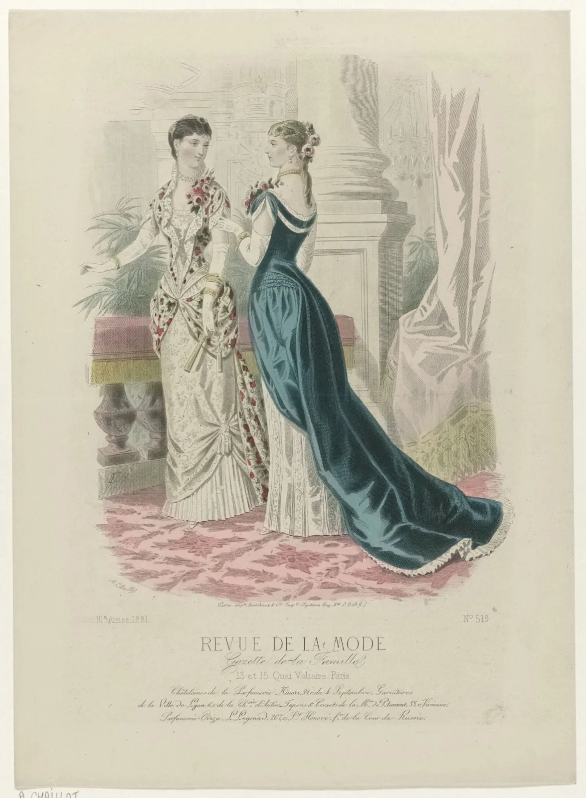Revue de la Mode, Gazette de la Famille, dimanche 11 décembre 1881, 10e année, No. 519: Châtelaines de la Parfumerie Ninon (...)