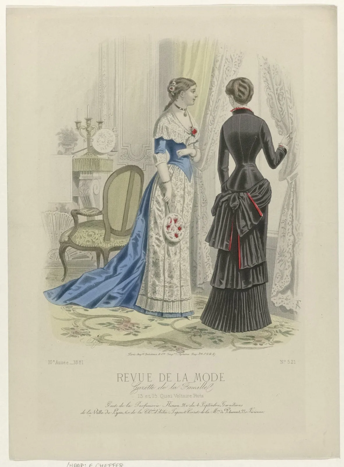 Revue de la Mode, Gazette de la Famille, dimanche 25 décembre 1881, 10e année, No. 521: Gants de la Parfumerie Ninon (...)